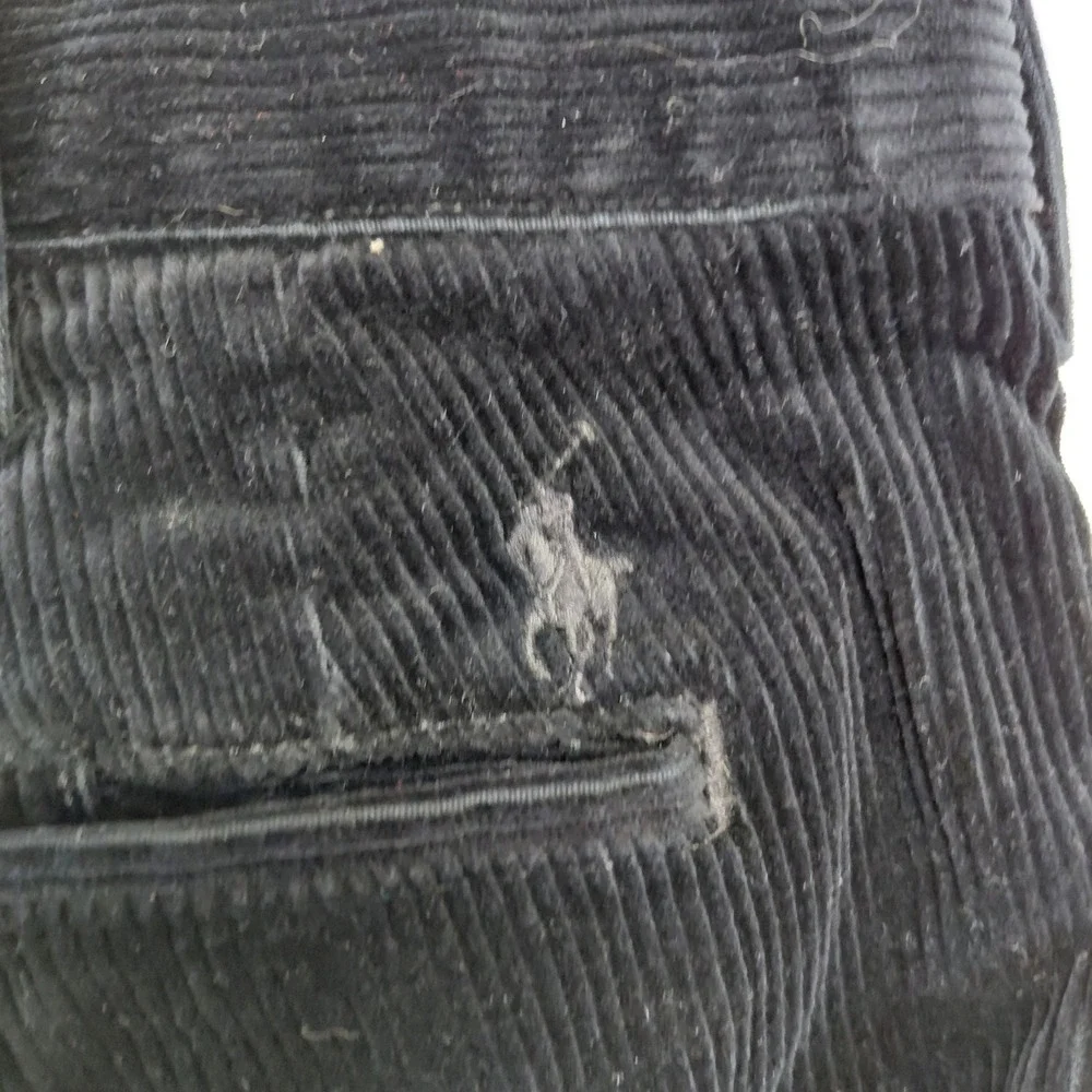 Polo Ralph Lauren Men Black Corduroy Stretch Straight Fit Pants 40/30 Tonal Pony